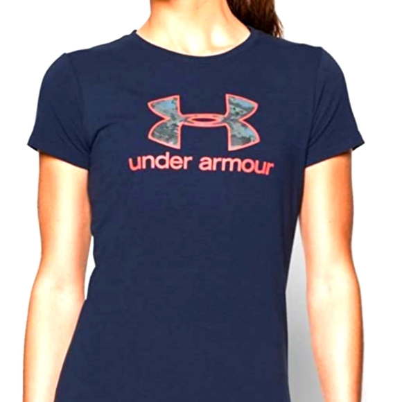 Black Under Armour Tee-Shirt with Pink Camo Logo - Picture 3 of 6